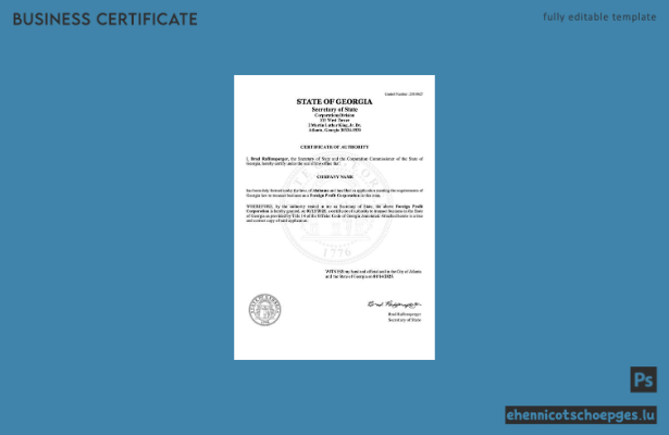 USA Georgia: Beispiel einer Genehmigungsurkunde (Word- und PDF-Datei)